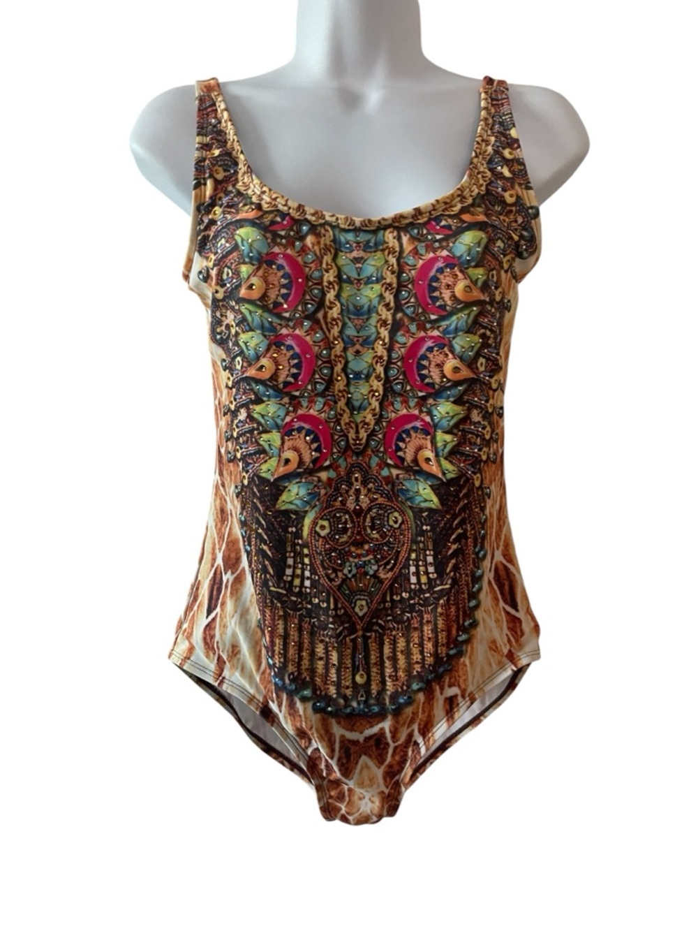 TRUE COLORS BY LA MODA size M Resort bathing suit, rhinestones vacation